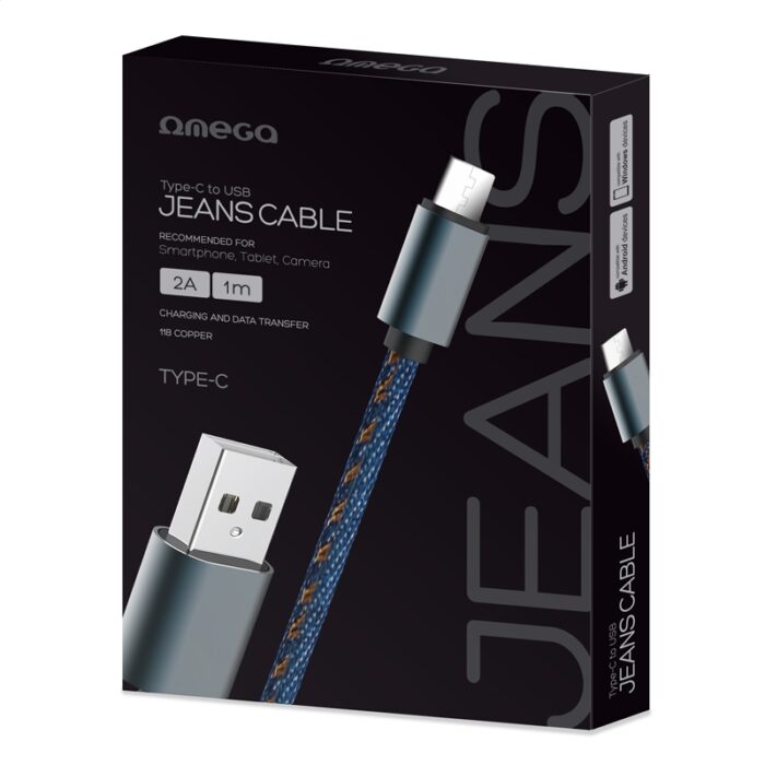 OMEGA JEANS TYPE-C TO USB 2A 118 COPPER 1M BLUE [44204]