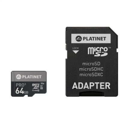 PLATINET microSDXC  SECURE DIGITAL + ADAPTER SD 64GB class10 UIII 90MB/s [43999]